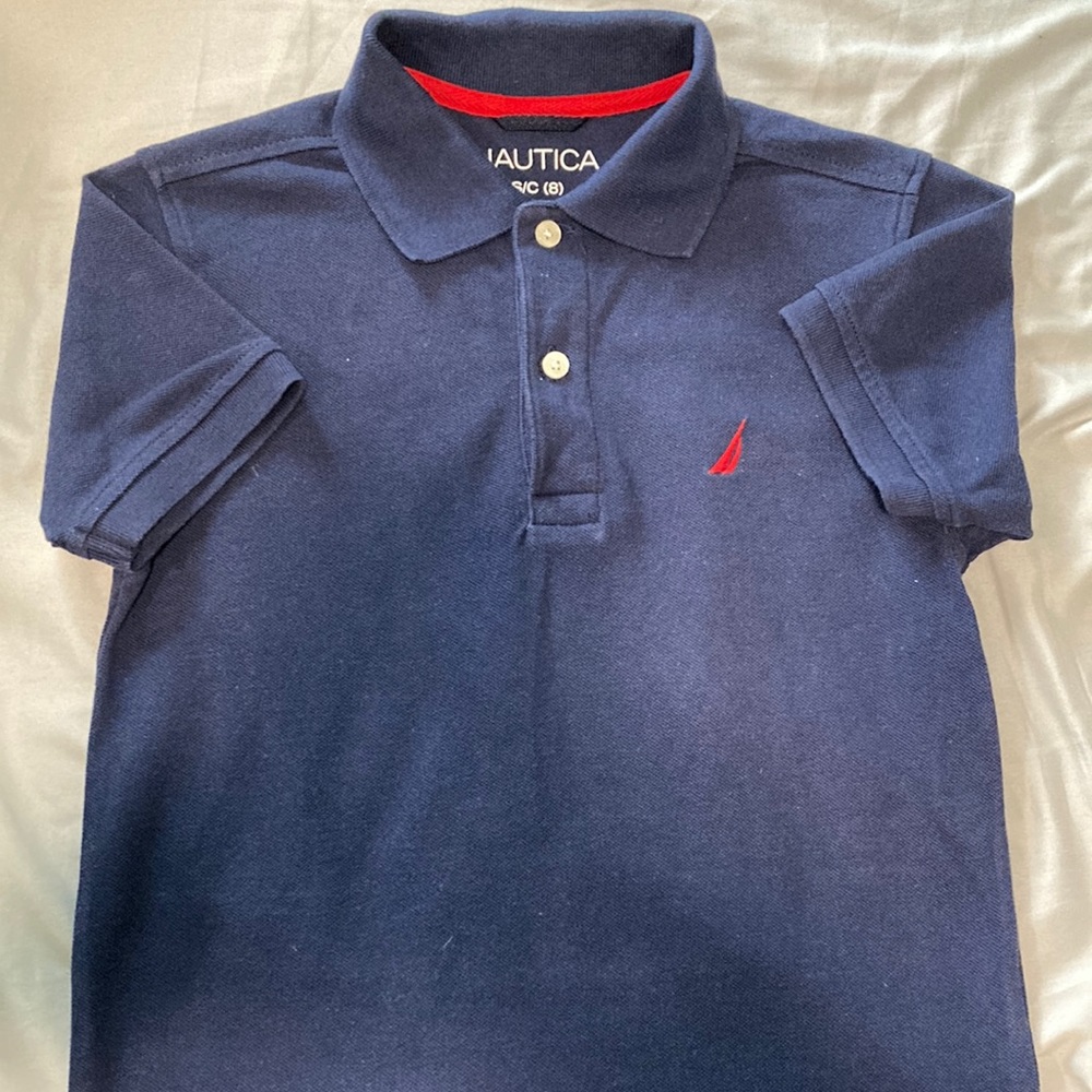 Nautica boys dark blue polo shirt size 8